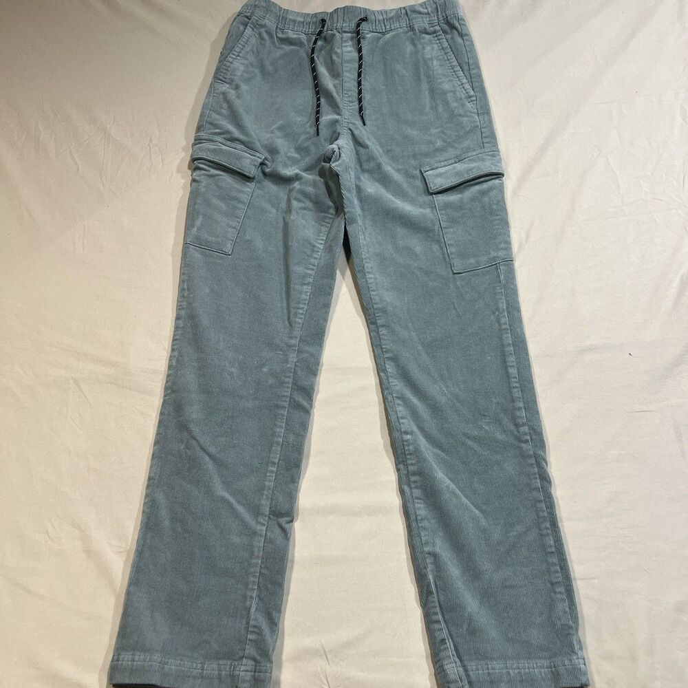 Edgar + Ash Light Blue Corduroy Cargo Pants Small Drawstring Pockets
